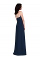 Bleu marine foncé Trompette Licou Crêpe Stretch Longue Robes demoiselle d'honneur Pas Chère