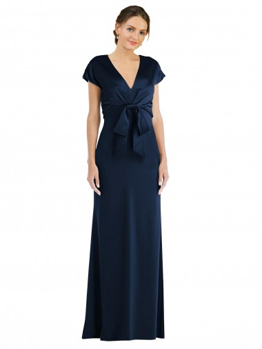 Bleu marine foncé Trompette Épaule Dénudée Crêpe Stretch Longue Formelles Robes demoiselle d'honneur / Robes de soirée / Robes de bal Pas Chre