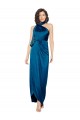 Bleu paon Fourreau Licou Col Haut Satiné Soyeux Longue Formelles Robes demoiselle d'honneur / Robes de soirée / Robes de bal Pas Chère
