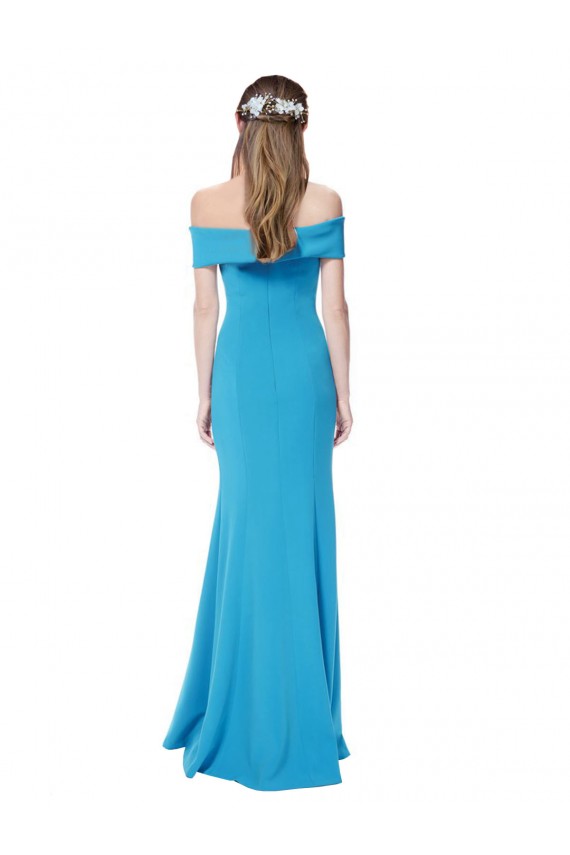 Bleu paon Fourreau Épaule Dénudée Crêpe Stretch Longue Formelles Robes demoiselle d'honneur / Robes de soirée / Robes de bal Pas Chère