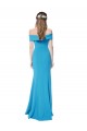 Bleu paon Fourreau Épaule Dénudée Crêpe Stretch Longue Formelles Robes demoiselle d'honneur / Robes de soirée / Robes de bal Pas Chère