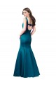 Bleu paon Sirène Bateau Satiné Longue Robes demoiselle d'honneur / Robes de bal Pas Chère