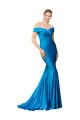 Bleu paon Sirène Épaule Dénudée Satiné Longue Formelles Robes demoiselle d'honneur / Robes de soirée / Robes de bal Pas Chère