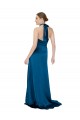 Bleu paon Trapèze Licou Satiné Soyeux Longue Formelles Robes demoiselle d'honneur / Robes de soirée / Robes de bal Pas Chère