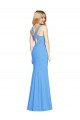 Bleu paon Trompette Col V Crêpe Stretch Longue Robes demoiselle d'honneur / Robes de bal Pas Chère