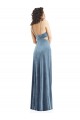 Bleu poussiéreux Fourreau Col Carré Velours Stretch Longue Formelles Robes demoiselle d'honneur / Robes de soirée / Robes de bal Pas Chère