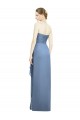 Bleu poussiéreux Fourreau Sans bretelle Mousseline Longue Robes demoiselle d'honneur Pas Chère