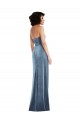 Bleu poussiéreux Fourreau Sans bretelle Velours Stretch Longue Formelles Robes demoiselle d'honneur / Robes de soirée / Robes de bal Pas Chère