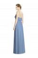Bleu poussiéreux Trapèze Bretelles spaghetti Col V Mousseline Longue Robes demoiselle d'honneur Pas Chère