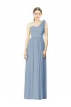 Bleu poussiéreux Trapèze Mousseline Longue Robes demoiselle d'honneur Pas Chère