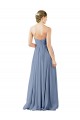 Bleu poussiéreux Trapèze Mousseline Longue Robes demoiselle d'honneur Pas Chère