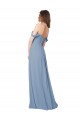 Bleu poussiéreux Trapèze Mousseline Longue Robes demoiselle d'honneur Pas Chère