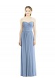 Bleu poussiéreux Trapèze Sans bretelle Mousseline Longue Robes demoiselle d'honneur Pas Chère