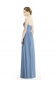 Bleu poussiéreux Trapèze Sans bretelle Mousseline Longue Robes demoiselle d'honneur Pas Chère