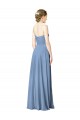 Bleu poussiéreux Trapèze Sans bretelle Mousseline Longue Robes demoiselle d'honneur Pas Chère