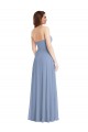 Bleu poussiéreux Trapèze Sans bretelle Mousseline Longue Robes demoiselle d'honneur Pas Chère