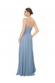 Bleu poussiéreux Trapèze Sans bretelle Mousseline Longue Robes demoiselle d'honneur Pas Chère
