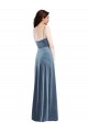 Bleu poussiéreux Trapèze Velours Stretch Longue Robes demoiselle d'honneur / Robes de bal Pas Chère