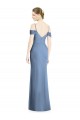 Bleu poussiéreux Trapèze Épaule Dénudée Mousseline Longue Formelles Robes demoiselle d'honneur / Robes de soirée Pas Chère
