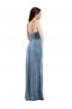 Bleu poussiéreux Trompette Bretelles spaghetti Velours Stretch Longue Formelles Robes demoiselle d'honneur / Robes de soirée / Robes de bal Pas Chère