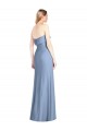 Bleu poussiéreux Trompette Sans bretelle Mousseline Longue Robes demoiselle d'honneur Pas Chère