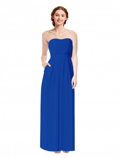 Bleu roi Fourreau Mousseline Longue Robes demoiselle d'honneur Pas Chre