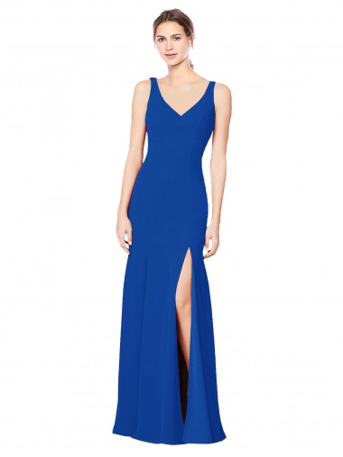 Bleu roi Fourreau Mousseline Longue Robes demoiselle d'honneur Pas Chre