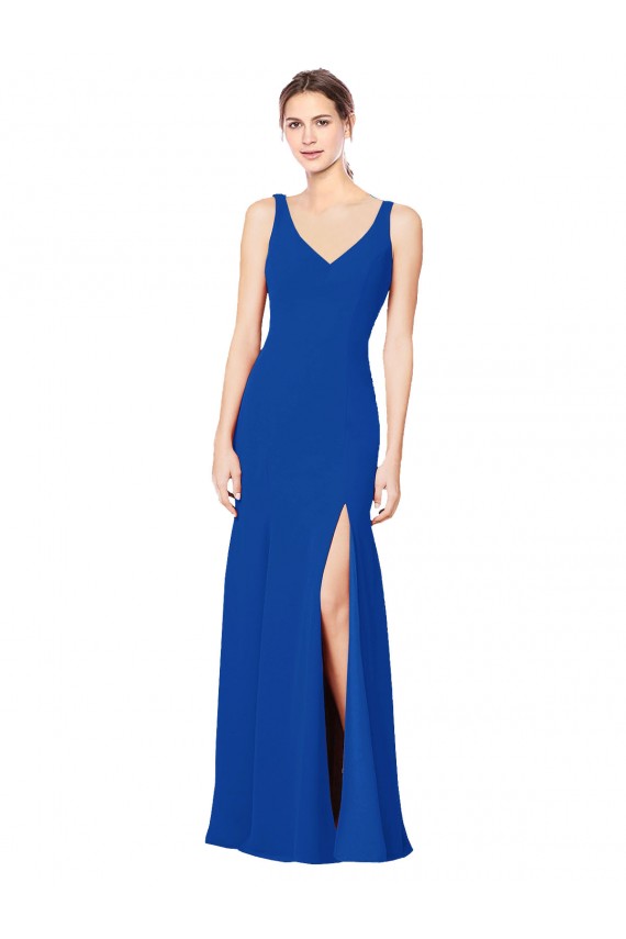 Bleu roi Fourreau Mousseline Longue Robes demoiselle d'honneur Pas Chère