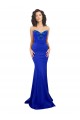 Bleu roi Sirène Col Haut Crêpe Stretch Longue Formelles Robes demoiselle d'honneur / Robes de soirée / Robes de bal Pas Chère