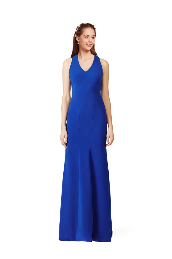 Bleu roi Sirène Col V Crêpe Stretch Longue Formelles Robes demoiselle d'honneur / Robes de soirée / Robes de bal Pas Chère