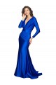 Bleu roi Sirène Col V Satiné Soyeux Longue Formelles Robes demoiselle d'honneur / Robes de soirée / Robes de bal Pas Chère