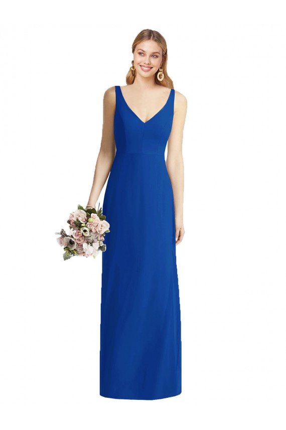 Bleu roi Sirène Sans bretelle Mousseline Longue Robes demoiselle d'honneur Pas Chère