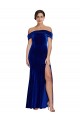Bleu roi Sirène Épaule Dénudée Velours Stretch Longue Formelles Robes demoiselle d'honneur / Robes de soirée / Robes de bal Pas Chère