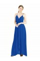 Bleu roi Trapèze Bretelles spaghetti Col V Mousseline Longue Robes demoiselle d'honneur Pas Chère