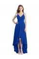 Bleu roi Trapèze Bretelles spaghetti Mousseline Longue Asymétrique Robes demoiselle d'honneur Pas Chère