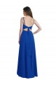 Bleu roi Trapèze Bretelles spaghetti Mousseline Longue Asymétrique Robes demoiselle d'honneur Pas Chère
