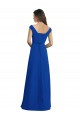 Bleu roi Trapèze Col V Mousseline Longue Robes demoiselle d'honneur Pas Chère