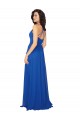 Bleu roi Trapèze Col V Mousseline Longue Robes demoiselle d'honneur Pas Chère