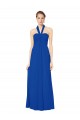 Bleu roi Trapèze Licou Mousseline Longue Robes demoiselle d'honneur Pas Chère