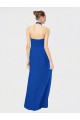 Bleu roi Trapèze Licou Mousseline Longue Robes demoiselle d'honneur Pas Chère