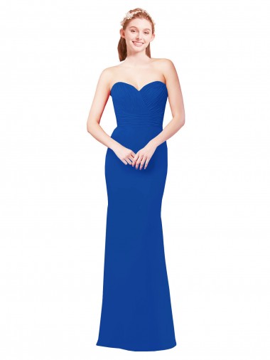 Bleu roi Trapèze Mousseline Longue Robes demoiselle d'honneur Pas Chre