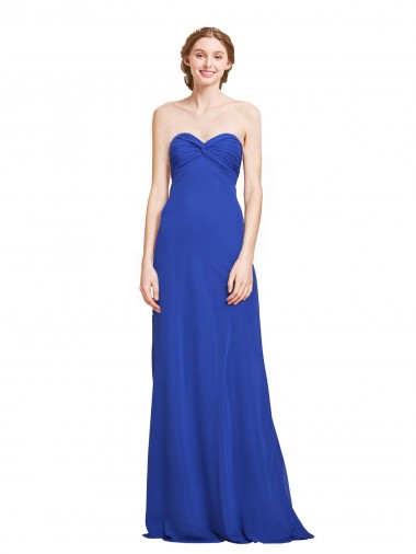 Bleu roi Trapèze Mousseline Longue Robes demoiselle d'honneur Pas Chre