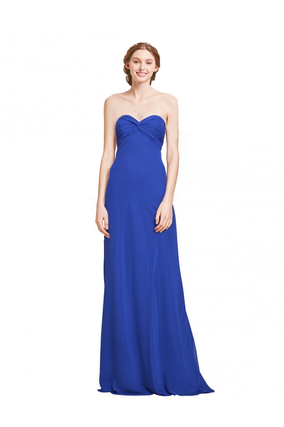 Bleu roi Trapèze Mousseline Longue Robes demoiselle d'honneur Pas Chère