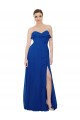Bleu roi Trapèze Sans bretelle Mousseline Longue Robes demoiselle d'honneur Pas Chère