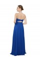 Bleu roi Trapèze Sans bretelle Mousseline Longue Robes demoiselle d'honneur Pas Chère