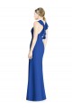 Bleu roi Trompette Licou Col Haut Mousseline Longue Robes demoiselle d'honneur Pas Chère