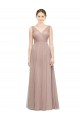 Blush Trapèze Col V Tulle Longue Robes demoiselle d'honneur Pas Chère