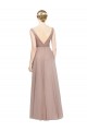 Blush Trapèze Col V Tulle Longue Robes demoiselle d'honneur Pas Chère