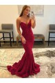 Bordeaux Fourreau Balayage train Paillettes Velours Longue Robes de bal Pas Chère