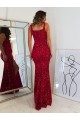 Bordeaux Fourreau Col Carré Paillettes Velours Longue Robes de bal Pas Chère